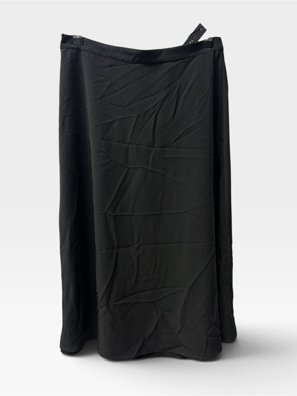 Brand New-T Tahari black chiffon high waist midi pull-on skirt